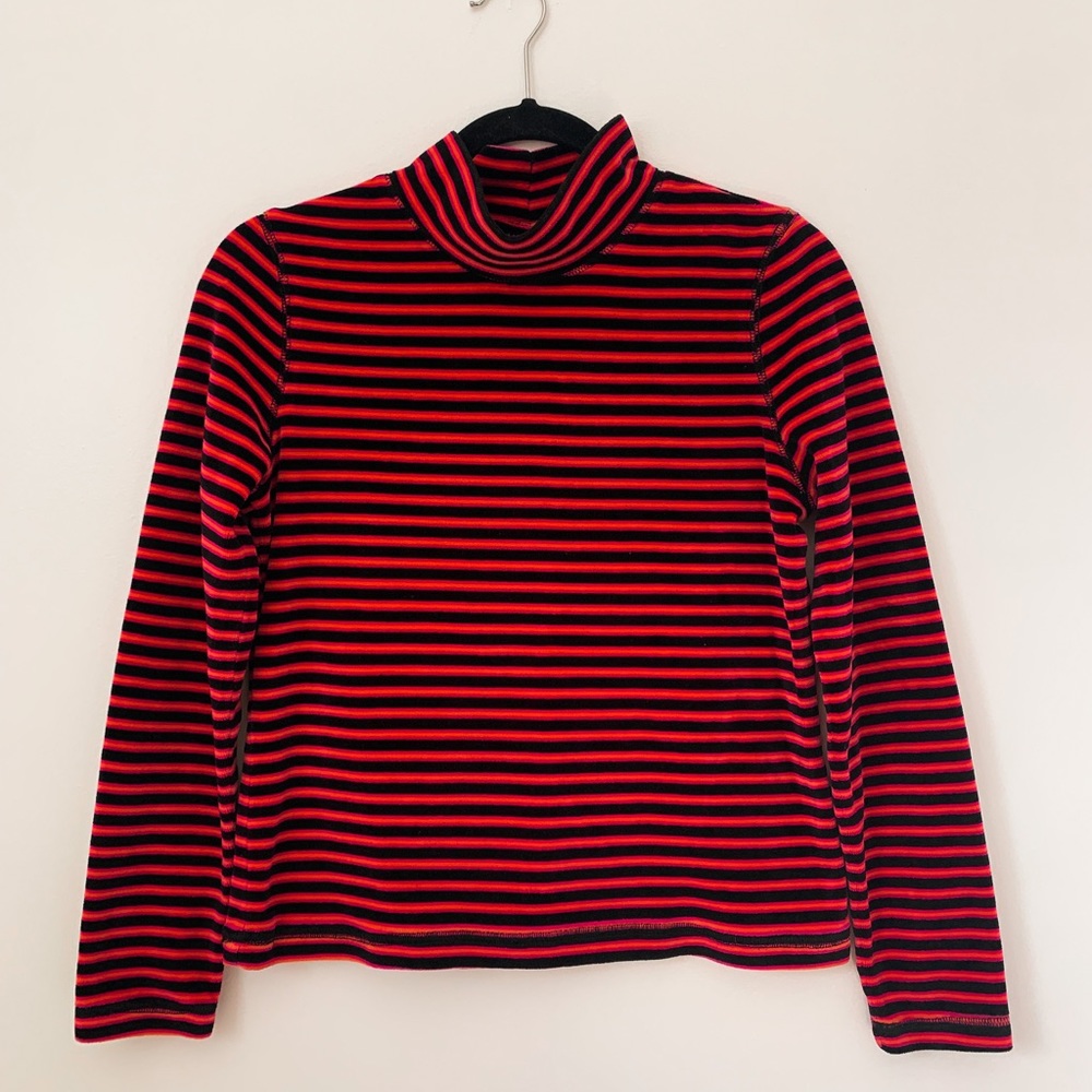Vintage Palmetto’s Striped Velvet Mockneck Long Sleeved Cropped Tee